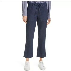 MAXMARA Leisure Pazzo Tie Waist Crop Jeans in Midnight Blue Sz 6 Closet Staple